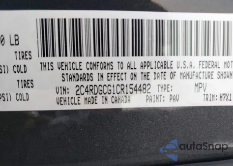 2012 Dodge Grand Caravan Sxt из США, поврежденный, VIN 2C4RDGCG1CR154482